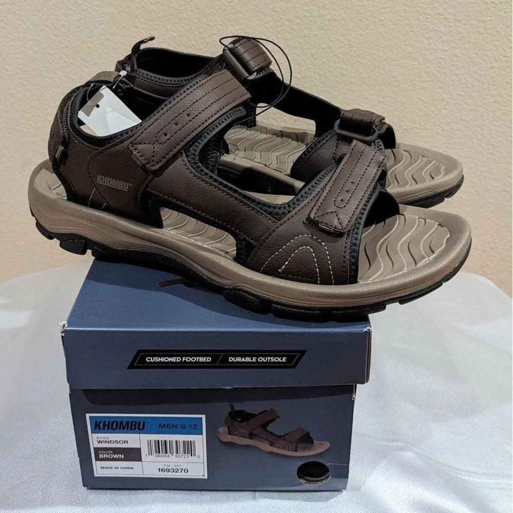 New Khombu Men's Outdoor Strap Sandal Brown Size 12